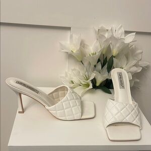 White Quilted Women's Heels
